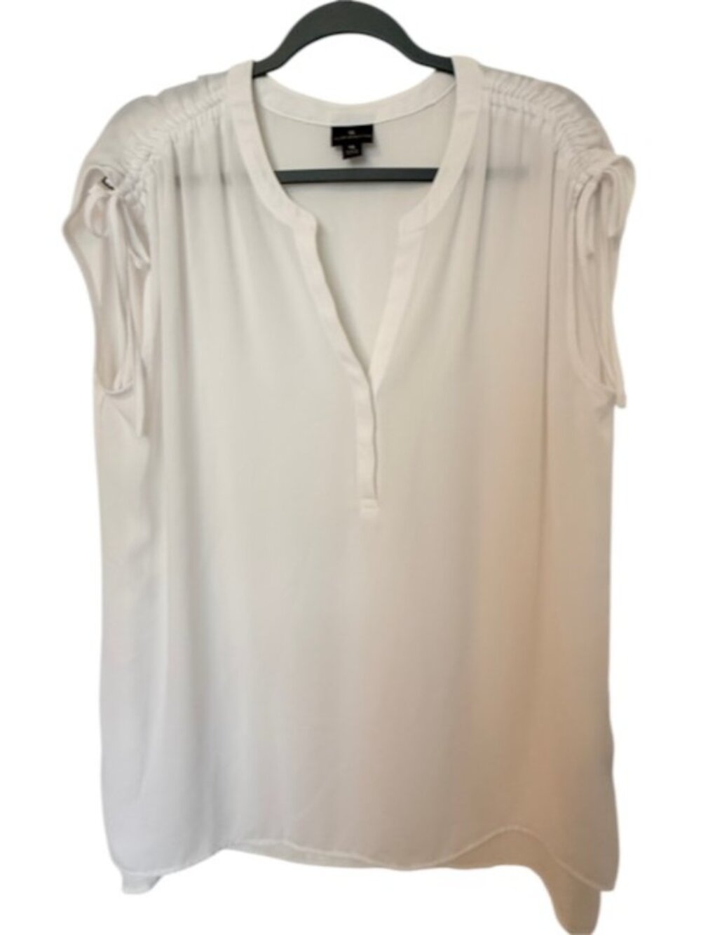 Worthington White Shirred Shoulder Popover Blouse Womens Size XL Coastal Grandma